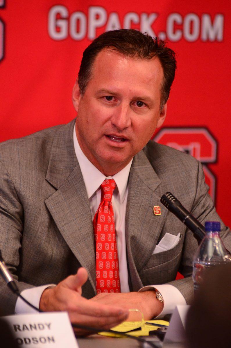 Mike Gottfried speaks at the press conference where he was hired as the men's basketball coach. Photo taken by Alex Sanchez.