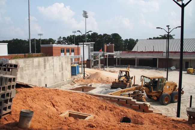 Equipment sits idle outside of the Isenhour Tennis Complex as new outdoor courts are being constructed.&#8232;&#8232; Photo by Patrick Easters.