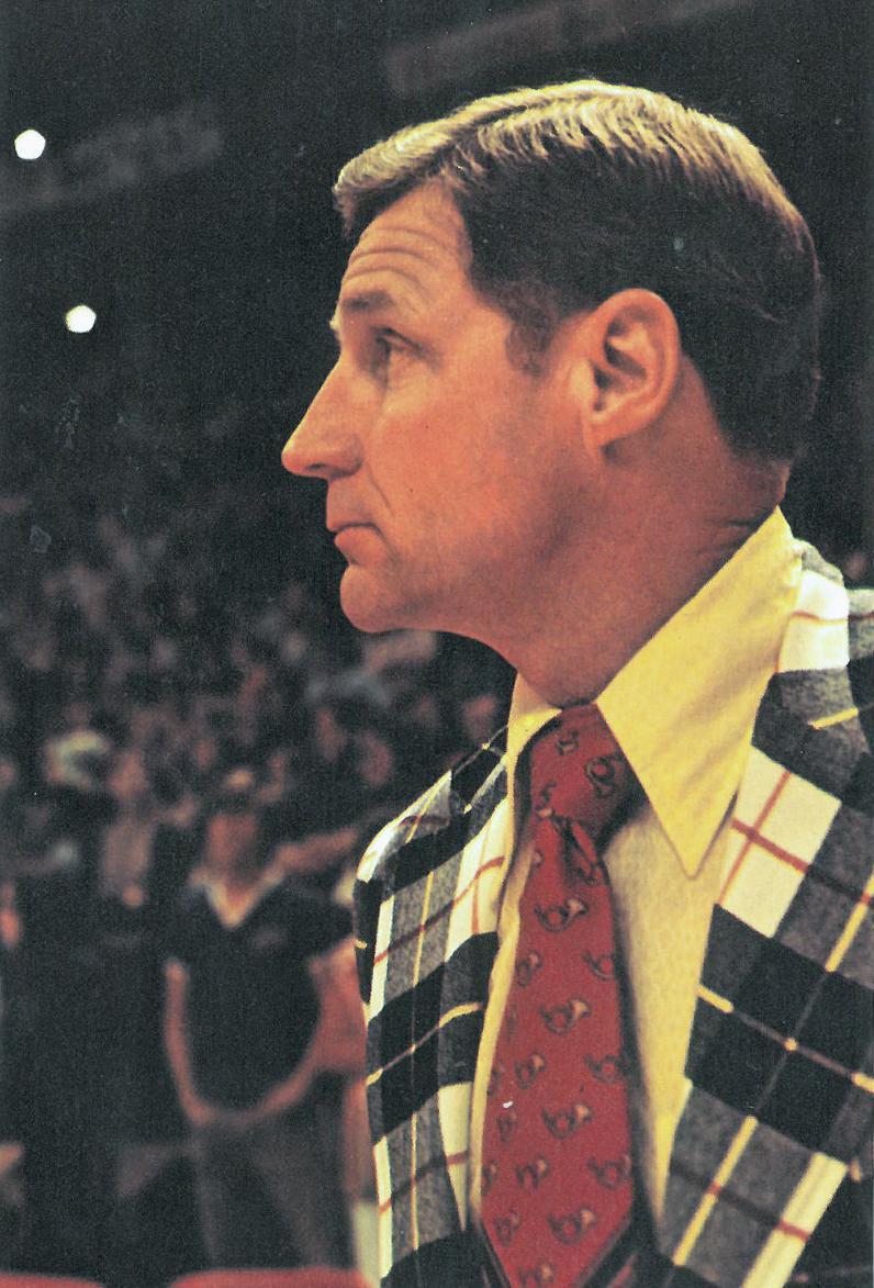 Former men's basketball coach Norm Sloan watches his team compete. Photo courtesy of 1973 Agromeck.