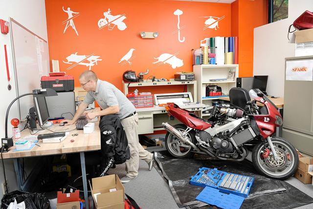 Students work in the Garage on Centennial Campus. Photo courtesy of Marc Hall