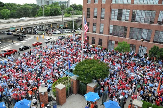 N.C. State falls to North Carolina 2-1 in 18 innings during round one of the ACC Tournament at the Durham Bulls Athletic Park in Durham, NC. Photo by Ryan Parry.