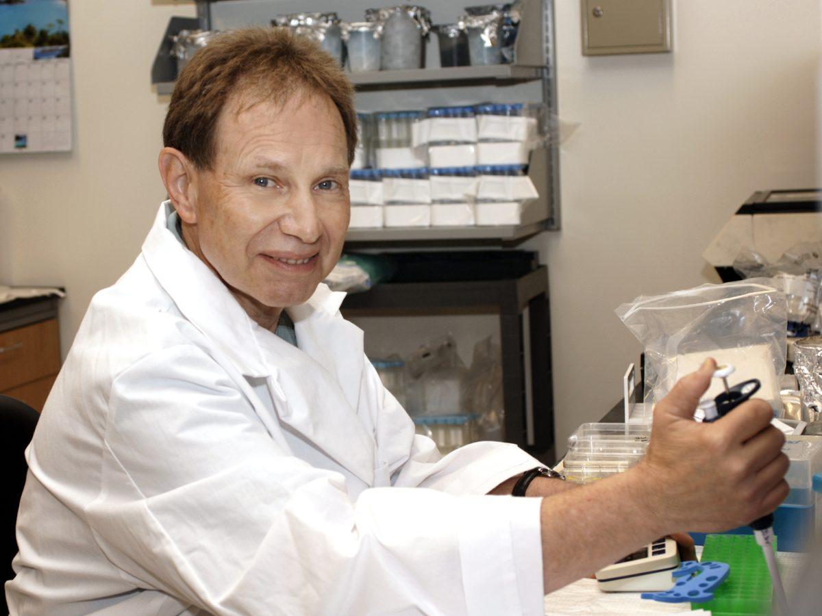 Ken Adler, professor of cell biology in the College of Veterinary Medicine researches lung cancer by injecting with cancer cells and monitoring their behavior. His research with peptide is critical in the search for a cure for lung cancer. Photo by Wendy Savage.