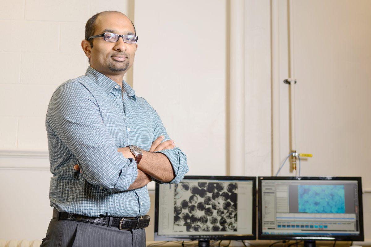 Binil Starly, associate professor in the Edward P. Fitts Department of Industrial and Systems Engineering, is conducting research on 3D printing cells instead of plastics or metals. Printing organic materials could have many uses in industry, research, and medicine, possibly including meat grown without livestock, tissue samples for testing, or even individual transplant organs.