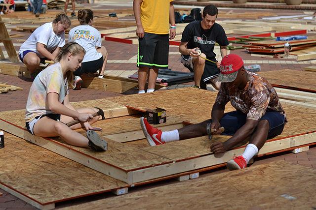 The 2014 Shack-a-Thon returned to the Brickyard Sept. 22-26. The annual event, in which 20 student groups build and inhabit shacks 24 hours a day for 5 days, raises money for the Wake County Habitat for Humanity to build homes locally and abroad.