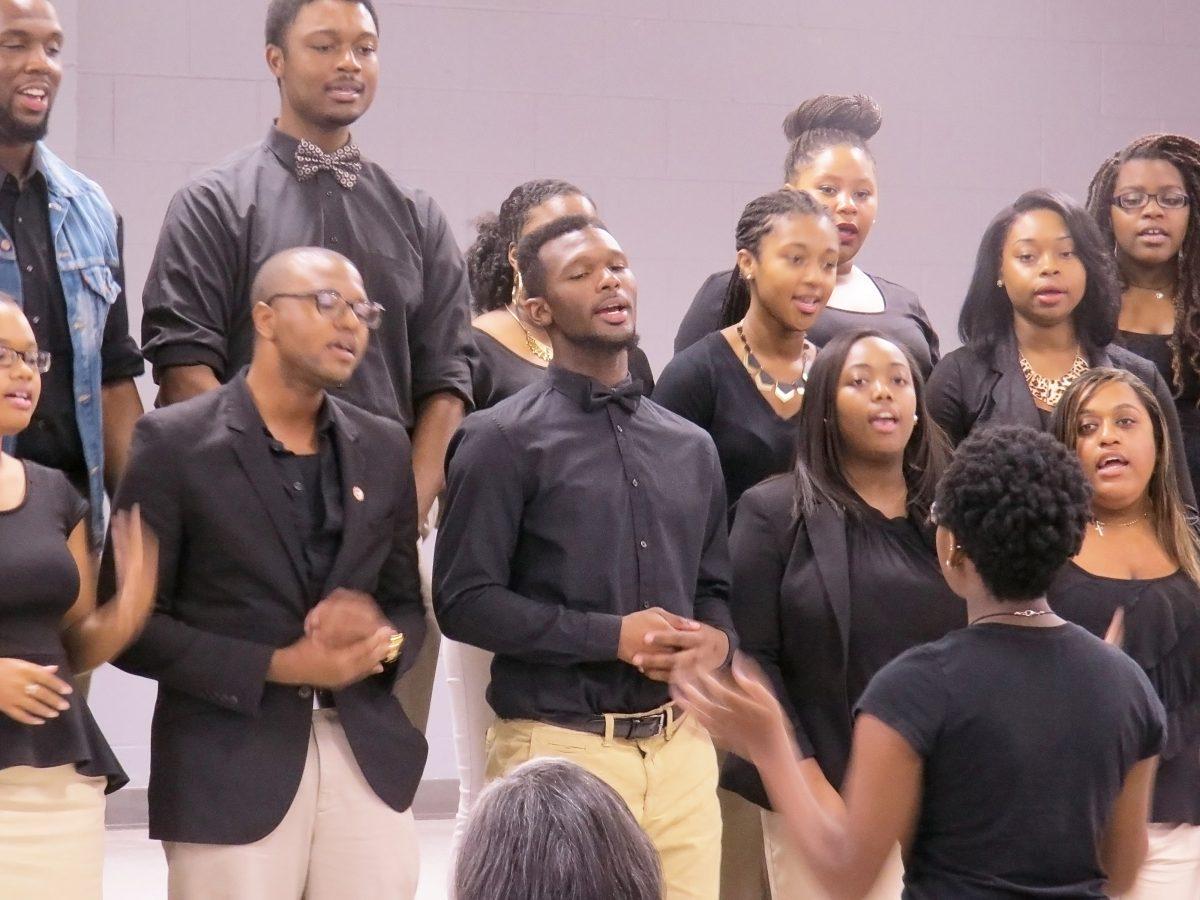 Uninhibited Praise Gospel Choir performs at Harambee 2014 in the Washington Sankofa Room on Sept. 3. Harambee, the Swahili word meaning "let's come together" is an annual celebration of the African-American community at N.C. State.