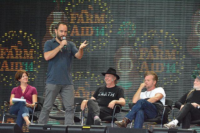 Dave Matthews speaks at Farm Aid 2014. Farm Aid was an all day concert that took place in Walnut Creek Amphitheater and aimed to support small-scale farms.