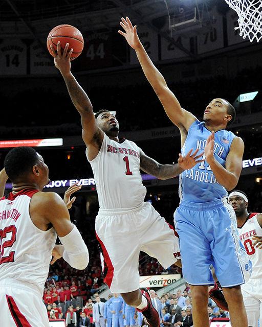 Redshirt junior guard Trevor Lacey jumps for a layup during the game against UNC-Chapel Hill Wednesday, Jan. 14.