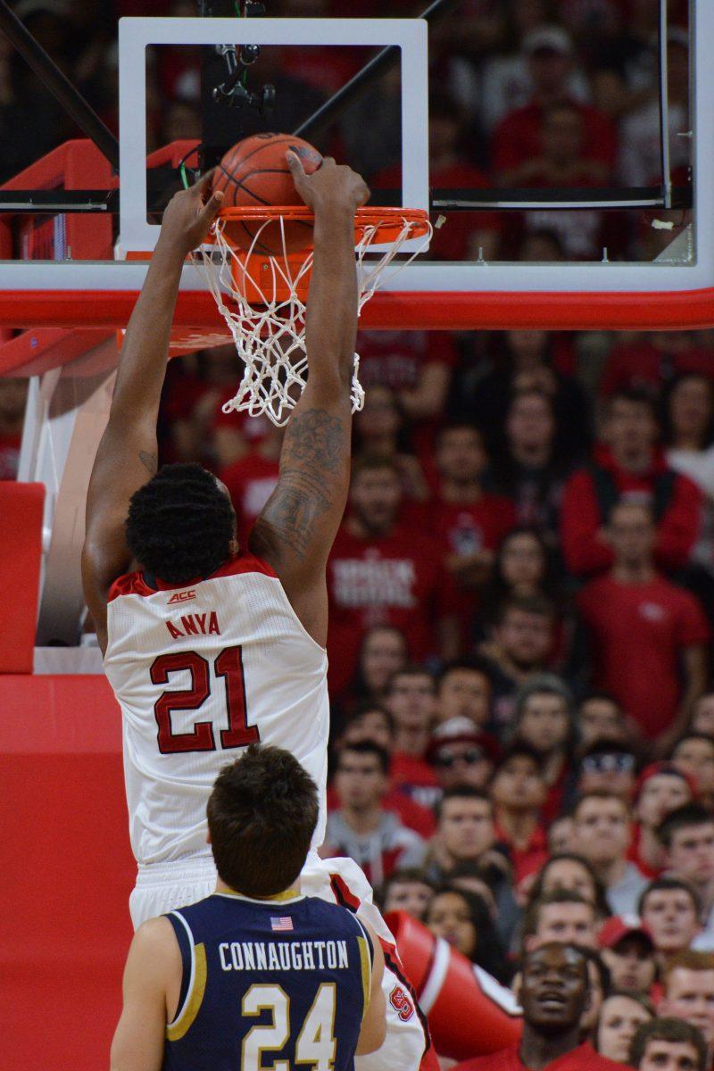 The NC State men's basketball team looked to upset No. 8 Notre Dame Jan. 25 in PNC Arena only to fall short 81-78 in overtime. After trailing 42-30 at the half, the Fighting Irish slowly climbed back into the game and were able to force overtime play on a bucket by V.J. Beacham with 1.8 seconds remaining in regulation. A last-second 3-point attempt to force double overtime by redshirt junior Trevor Lacey was easily blocked to end the game.