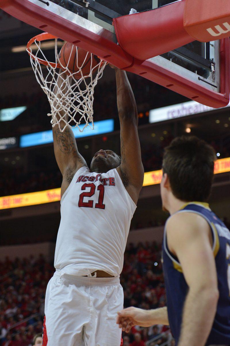 The NC State men's basketball team looked to upset No. 8 Notre Dame Jan. 25 in PNC Arena only to fall short 81-78 in overtime. After trailing 42-30 at the half, the Fighting Irish slowly climbed back into the game and were able to force overtime play on a bucket by V.J. Beacham with 1.8 seconds remaining in regulation. A last-second 3-point attempt to force double overtime by redshirt junior Trevor Lacey was easily blocked to end the game.