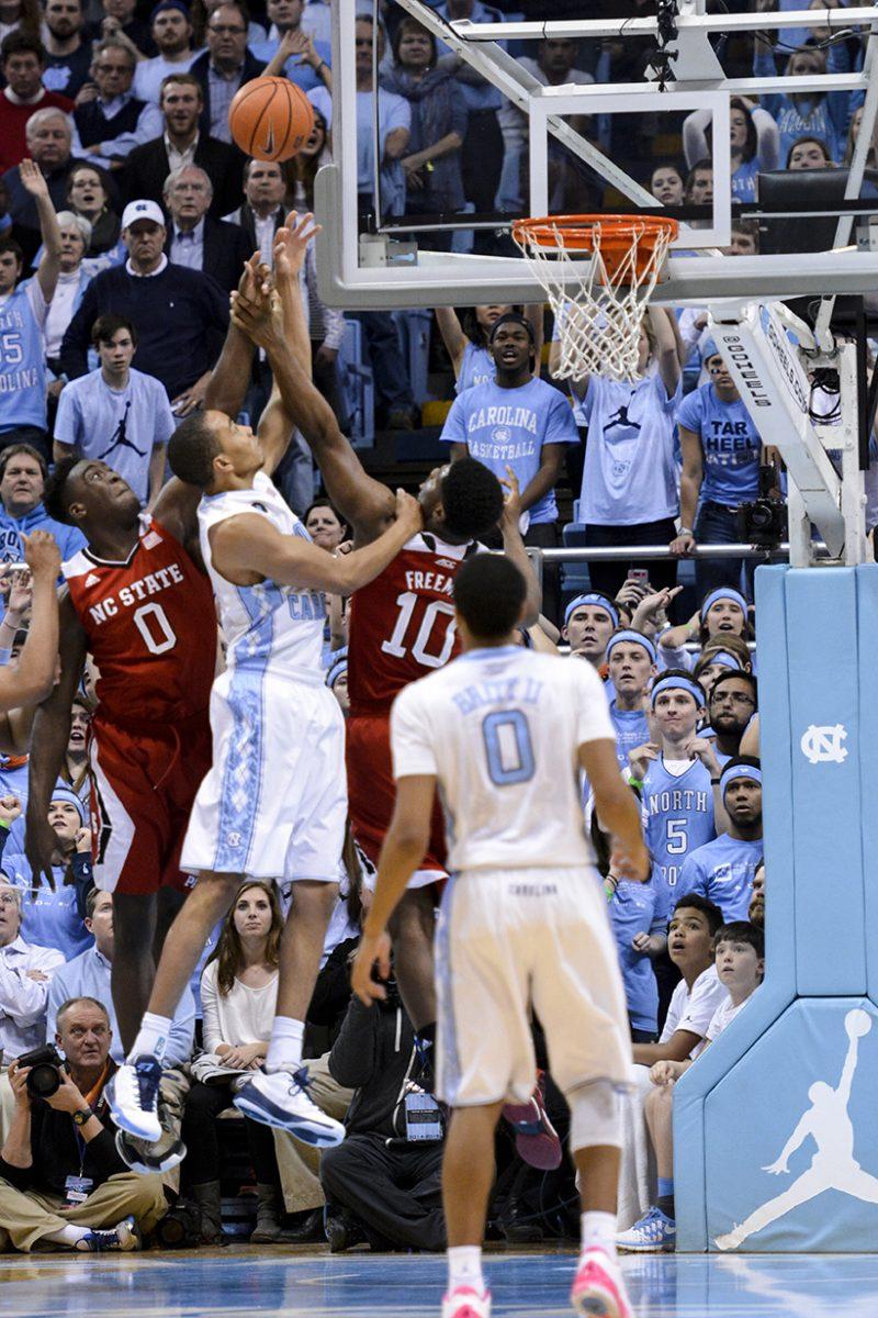 The NC State men's basketball team topped No. 15 rival UNC-Chapel Hill 58-46 in Chapel Hill Tuesday, Feb. 24, 2015, holding the Tar Heels to their lowest game total in Dean Dome history. The win marks the Wolfpack's first at UNC since 2003, and its first over a Roy Williams-led Tar Heel squad. Sophomore guard Anthony 'Cat' Barber led the Pack in scoring with fifteen points, and sophomore forward BeeJay Anya was a huge defensive presence with six blocks, six rebounds, and a steal. The Pack's next game is scheduled for Saturday against Boston College in Chestnut Hill.