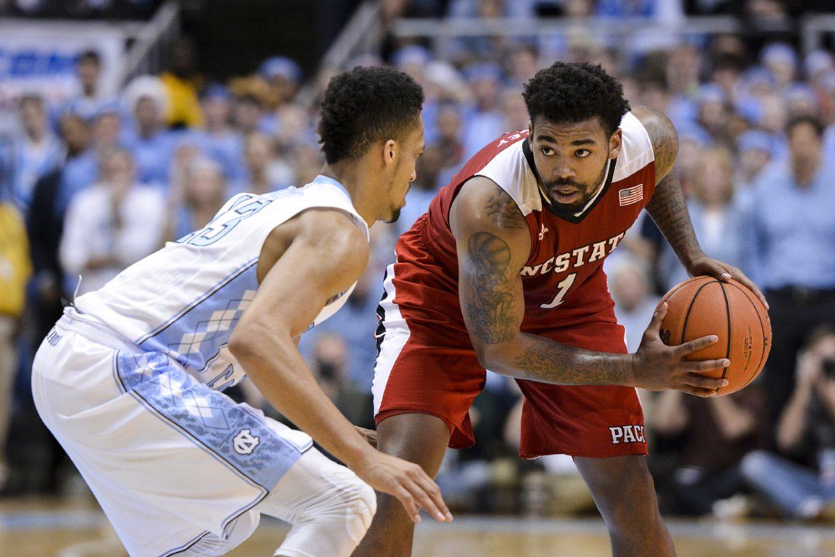 The NC State men's basketball team topped No. 15 rival UNC-Chapel Hill 58-46 in Chapel Hill Tuesday, Feb. 24, 2015, holding the Tar Heels to their lowest game total in Dean Dome history. The win marks the Wolfpack's first at UNC since 2003, and its first over a Roy Williams-led Tar Heel squad. Sophomore guard Anthony 'Cat' Barber led the Pack in scoring with fifteen points, and sophomore forward BeeJay Anya was a huge defensive presence with six blocks, six rebounds, and a steal. The Pack's next game is scheduled for Saturday against Boston College in Chestnut Hill.
