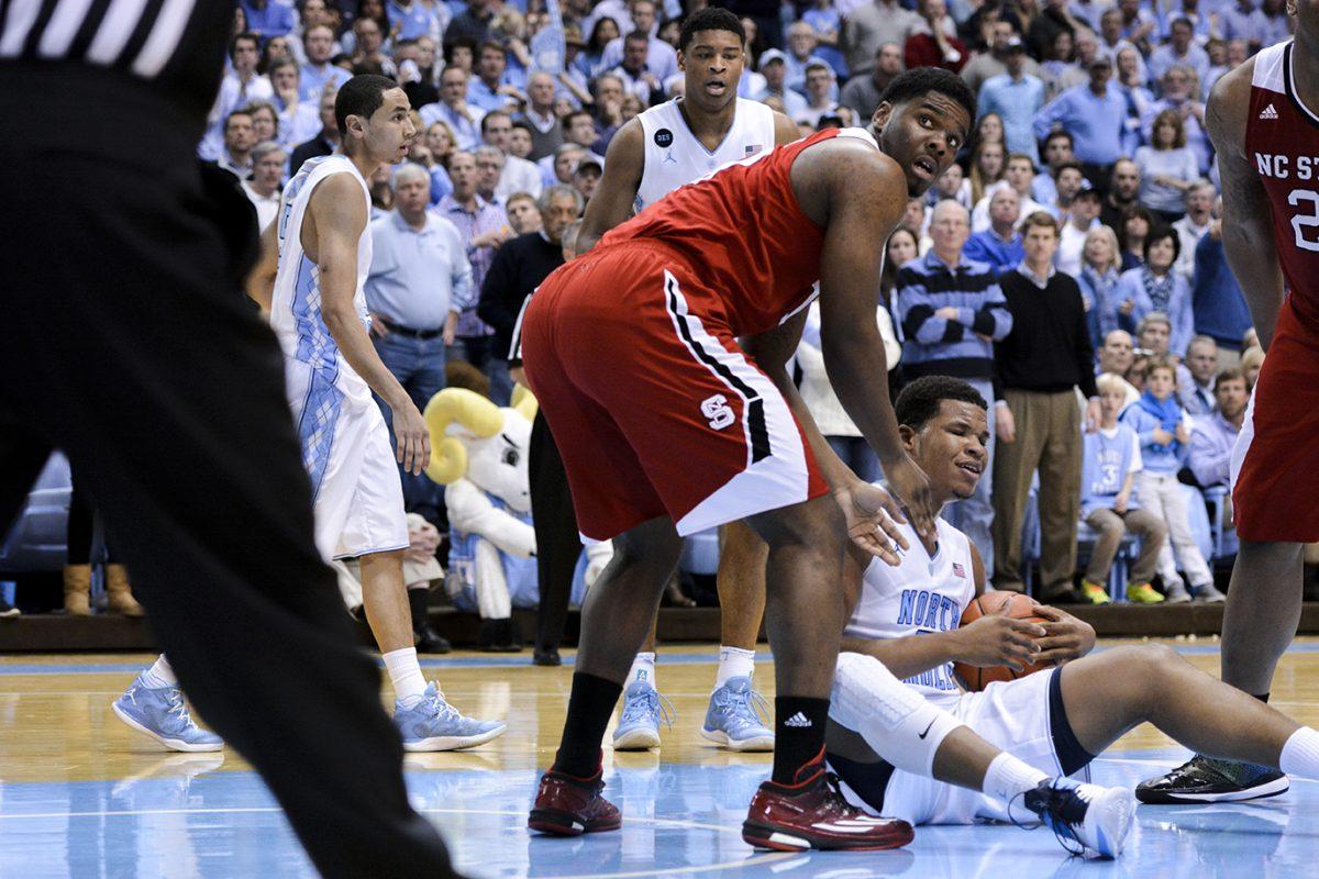 The NC State men's basketball team topped No. 15 rival UNC-Chapel Hill 58-46 in Chapel Hill Tuesday, Feb. 24, 2015, holding the Tar Heels to their lowest game total in Dean Dome history. The win marks the Wolfpack's first at UNC since 2003, and its first over a Roy Williams-led Tar Heel squad. Sophomore guard Anthony 'Cat' Barber led the Pack in scoring with fifteen points, and sophomore forward BeeJay Anya was a huge defensive presence with six blocks, six rebounds, and a steal. The Pack's next game is scheduled for Saturday against Boston College in Chestnut Hill.