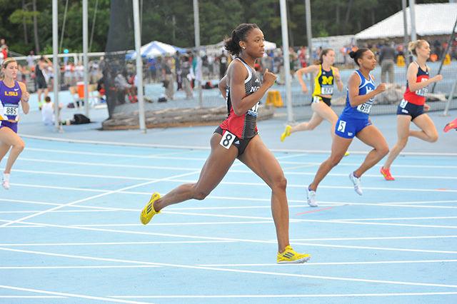 Senior Kenyetta Iyevbele runs in the women&#8217;s 800m at the NCAA East Preleminaries May 29 in Eugene, Oregon. Iyevbele finished fifth overall with a time of 2:03.45, earning her a berth in the NCAA Championships and breaking her own school record in the event.
