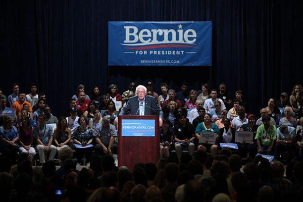 Sen. Bernie Sanders speaks at a rally in Phoenix, Arizona, for his 2016 campaign trail.  