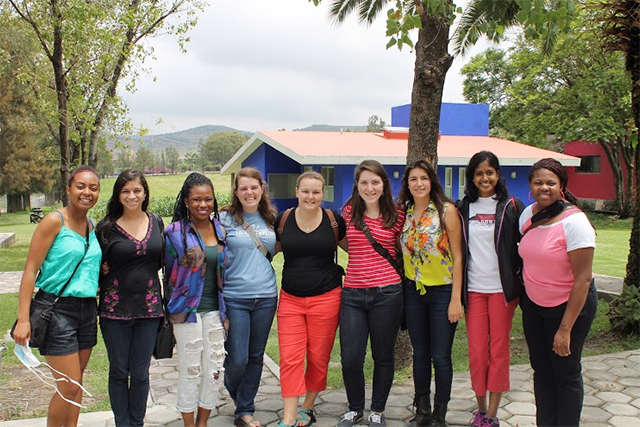 Caila Holley (far right) studied abroad in Mexico during the summer with the Caldwell Fellows program.