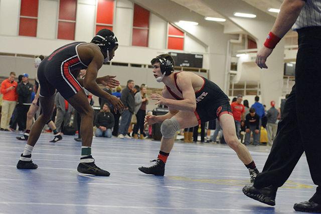 Redshirt Freshman Sean Fausz wrestles in the Wolfpack Open, in which he placed 5th at the 125 pound weight class. The tournament, which hosted several regional teams including Virginia Tech, UNC, Duke and App State was held in Charmicheal gymnasium on Sunday, November 22, 2015.