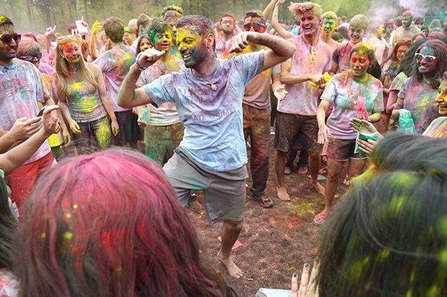 Holi is an ancient Hindu festival, known as the festival of colors or the festival of sharing love, announcing the passing of winter and arrival of spring. It is typically celebrated with dancing, singing, and throwing colored powders. Despite officially being on Wednesday (3/23), students came together to celebrate on Lee Feild on Saturday, March 19, 2016.