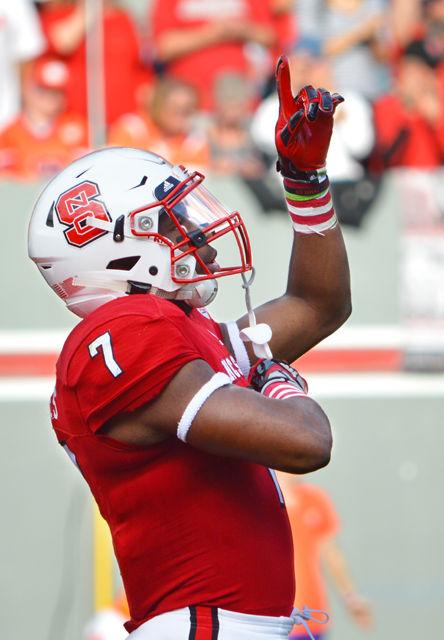 Nyheim Hines, a freshman wide receiver prepares to catch a punt from Clemson. NC State lost to the Tigers by a final score of 56-41.