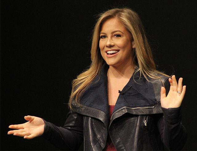 Olympic gold medalist Shawn Johnson speaks In Stewart Theatre on Monday. Johnson spoke on the highlights of her life, including her 2008 Olympic appearance, winning "Dancing With The Stars" and competing on "The Celebrity Apprentice."