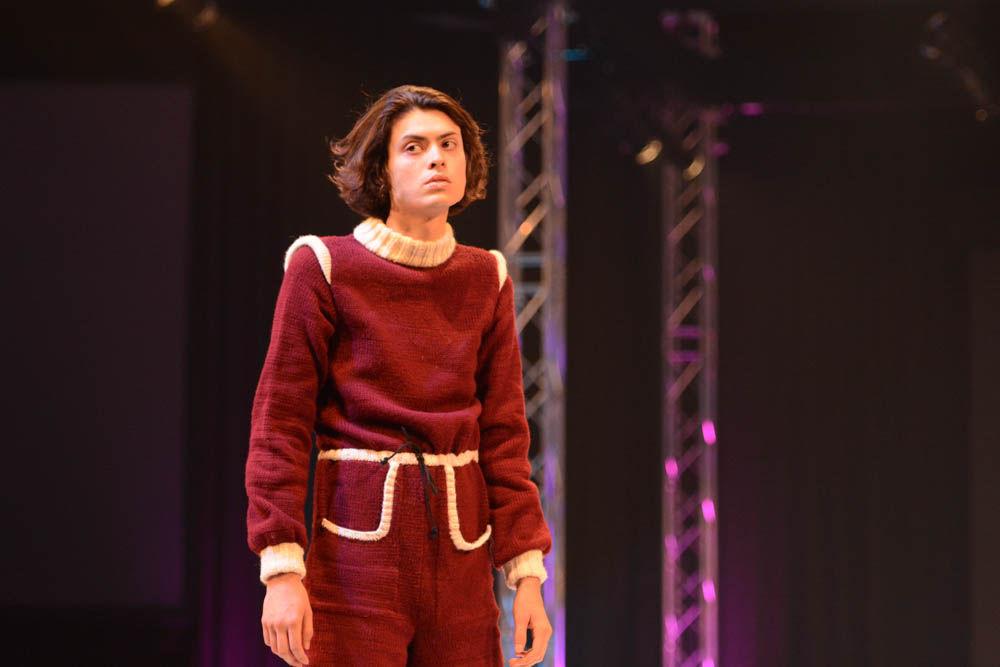 Jamie Halla, a senior studying English, models Grace Bilbao's line "Bilbao" at Art 2 Wear on April 28, 2017. Art 2 Wear is a fashion show planned and executed by students in the College of Design.