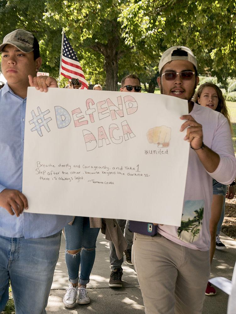 DACA supporters marching in Downtown Raleigh, NC on Sunday. The DACA March was organized by two second year NC State students Jasmine Wang studying Computer Science and Sindhoor Ambati studying English and biomedical engineering.
