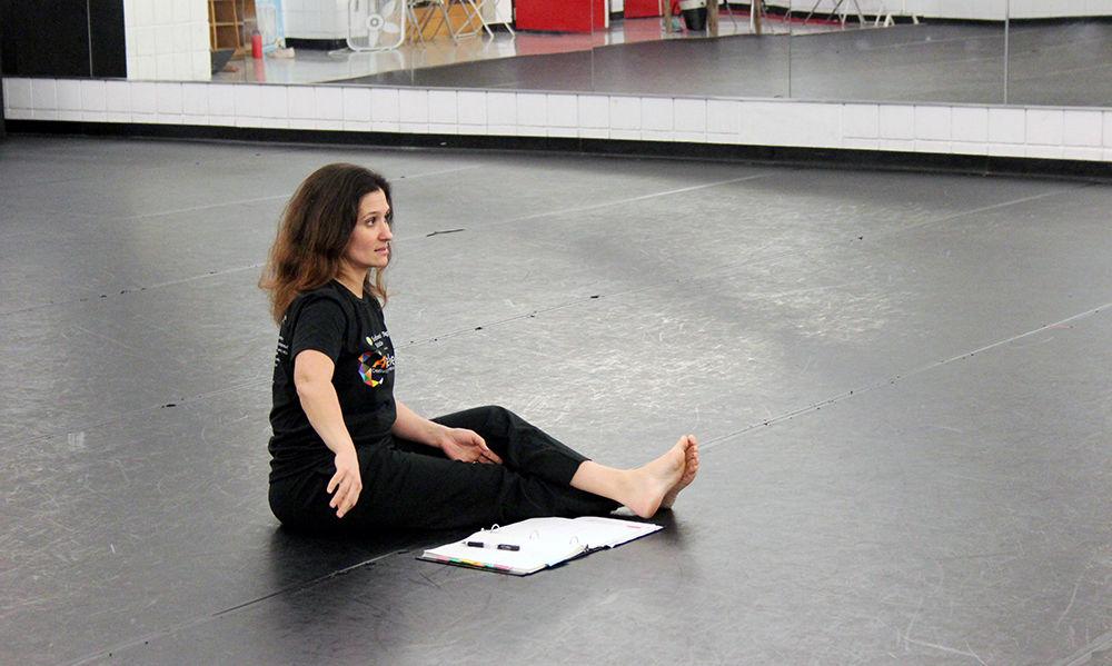 Tara Mullins, director of the NC State Dance Program, instructs a student on Feb. 21 in the dance studio at Carmichael Gym. Apart from teaching dance courses, Mullins choreographs for both NC State dance companies, teaches a Master Class series and creates interdisciplinary projects. She has also recently completed two films, one of which has been chosen to screen at multiple film festivals.