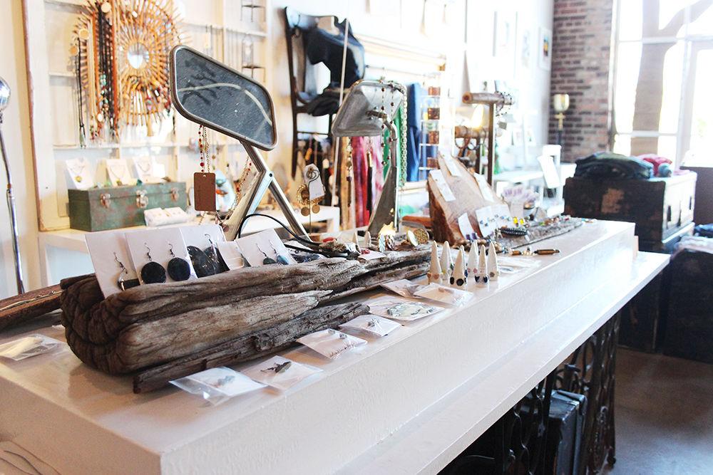 Handmade jewelry sits on a table in Lucky Tree Gallery &amp; Caf&#233; on Sunday. Located off of Hillsborough Street in Raleigh, NC, Lucky Tree was opened in 2015. Over 50 local artists' work is on display throughout the caf&#233; which also has a completely wheat free menu, with many items suitable for vegans. 