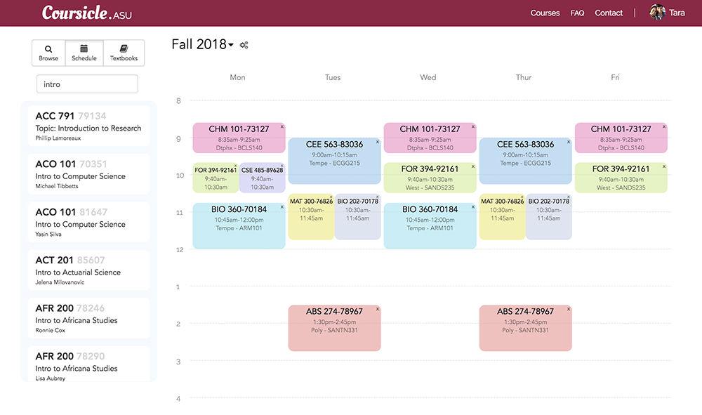Coursicle is an online tool college students can utilize for easier class registration. The website allows students to make mock schedules, see what friends are in their classes and receive alerts when a seat in a waitlisted class opens up.