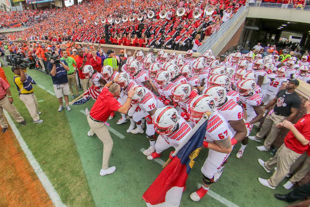 *Editor's note: this photo has been replaced.
Head coach Dave Doeren prepares to lead the team onto the field at Clemson Memorial Stadium on Saturday, Oct. 20. The Wolfpack lost to Clemson 41-7.