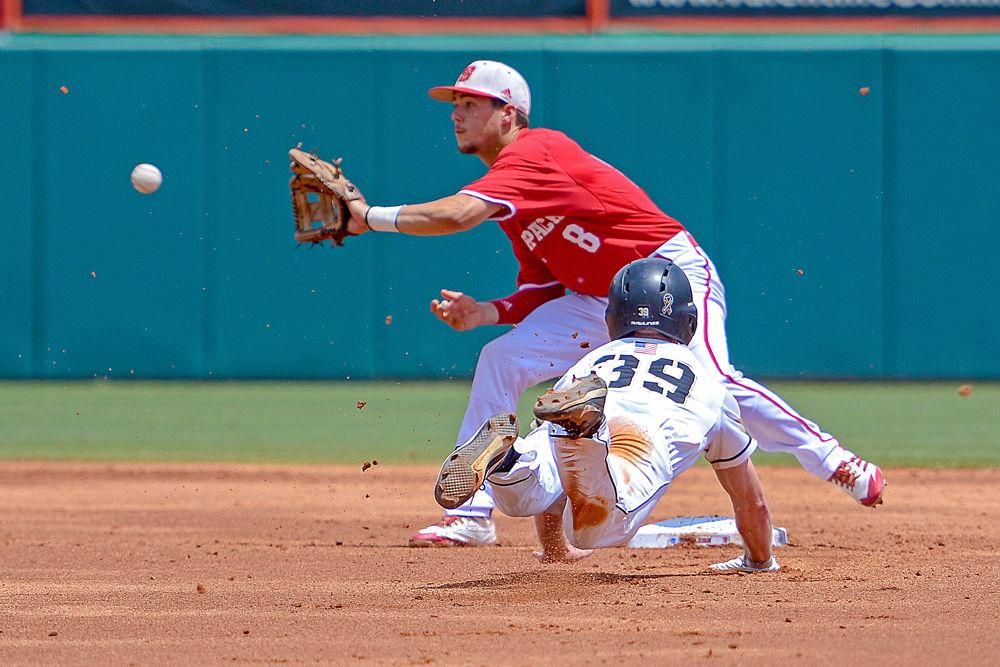 Sophomore shortstop Will Wilson tags out Army outfielder Jacob Hurtubise on Sunday, June 3, 2018 at Doak Field. Wilson hit a home run against the Black Knights as the Wolfpack won 11-1.