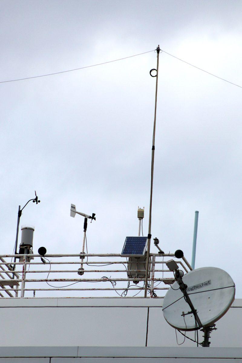 The National Weather Service houses meteorology instruments on the top of Research Building 3, Tuesday Aug. 27, 2019. NWS is partnered with NC State to evolve a nation that is weather-ready. The rapid update of information brings reliable weather information to the nation.