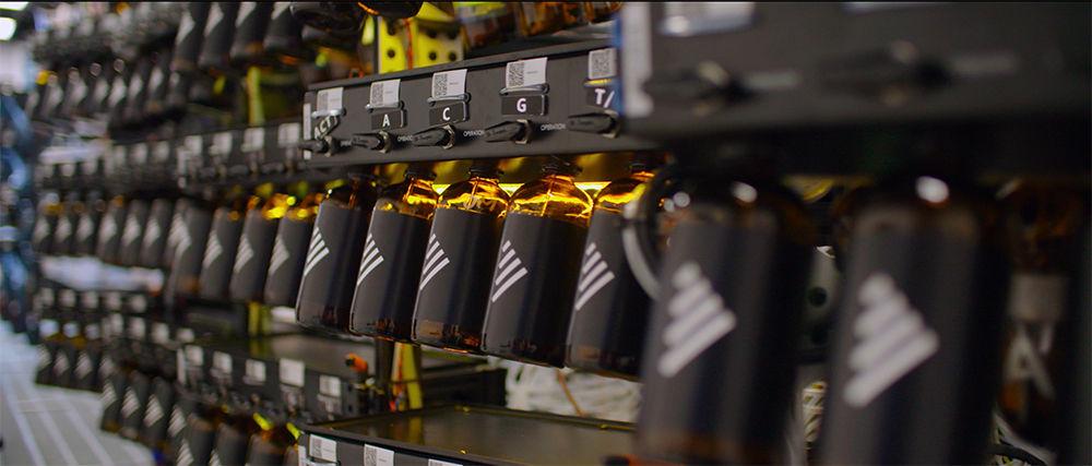 Bottles of nucleic acids at Synthego, a company which synthesizes the key components of CRISPR at an industrial scale. CRISPR is now used by countless researchers around the world to study everything from drought-resistant crops to the genetics of autism.
