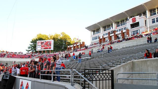 The N.C. State south endzone student section during the fourth quarter of the Georgia Tech football game on Saturday. Many of the 55,881 fans in attendance packed up and filed out of the stadium after quarterback Mike Glennon threw an interception.