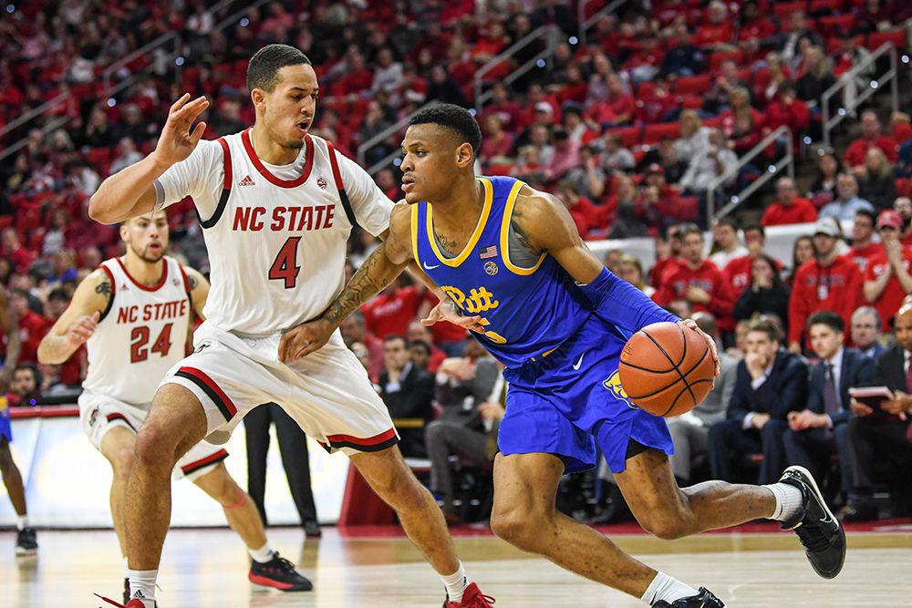 Sophomore forward Jericole Hellems guards the Pittsburgh Panthers offense on Saturday, Feb. 29, 2020 in PNC Arena. Hellems scored 16 points and had 2 rebounds against the Panthers. NC State beat Pittsburgh 77-73.