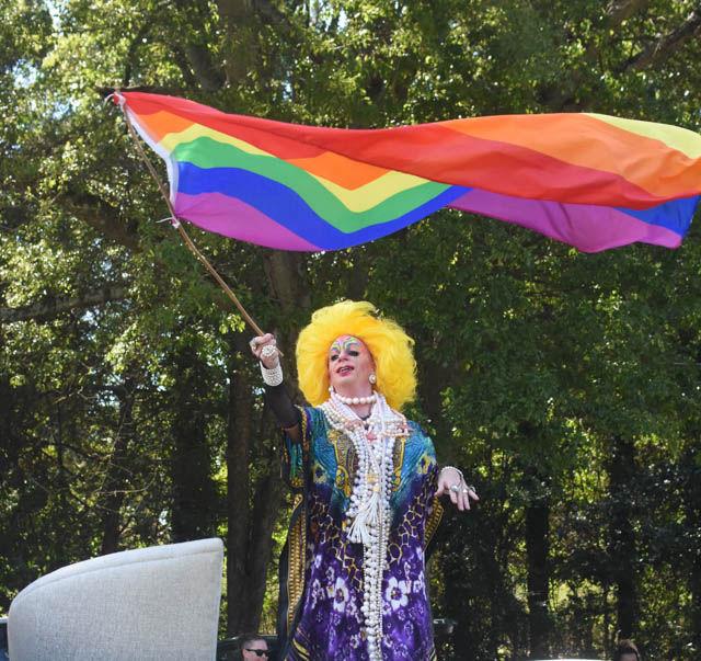 A drag queen at the Pride Parade on Duke University's campus in 2016.