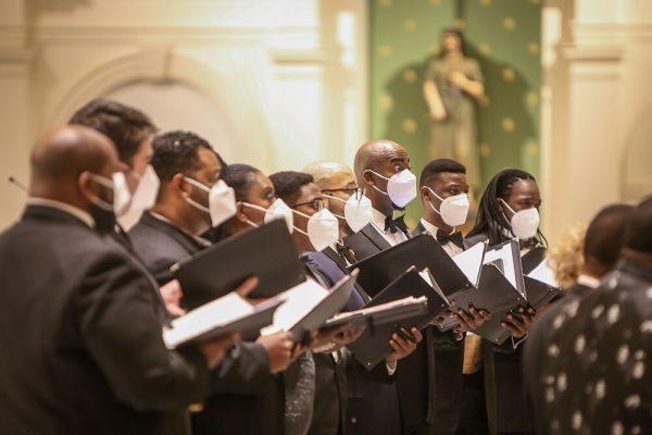 The American Spiritual Ensemble performs during an NC State LIVE presentation in the Holy Name of Jesus Cathedral on Thursday, Jan. 27, 2022. The ensemble has a mission to preserve and celebrate the tradition of the American Negro spiritual.