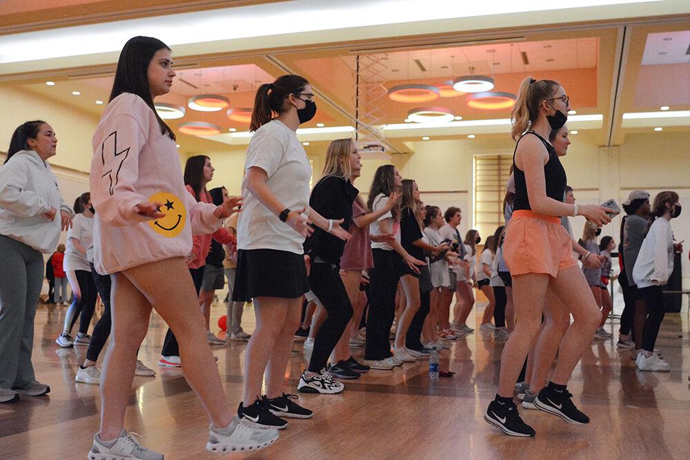 NC State students dance at the Dance Marathon event in Talley Student Union on Saturday, March 6, 2022. It was a 12-hour dance marathon that raised money for Duke Children's Hospital.
