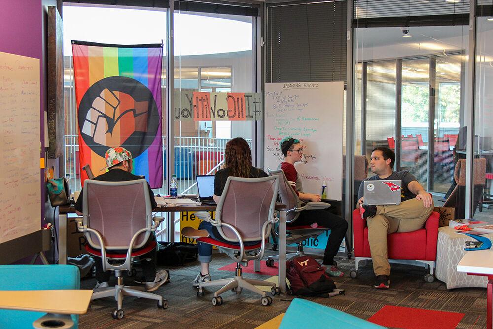 Students sit in the GLBT Center on Nov. 25, 2018. The GLBT Center serves students of all sexual orientations and strives to increase the NC State campus community&#8217;s understanding of diversity.