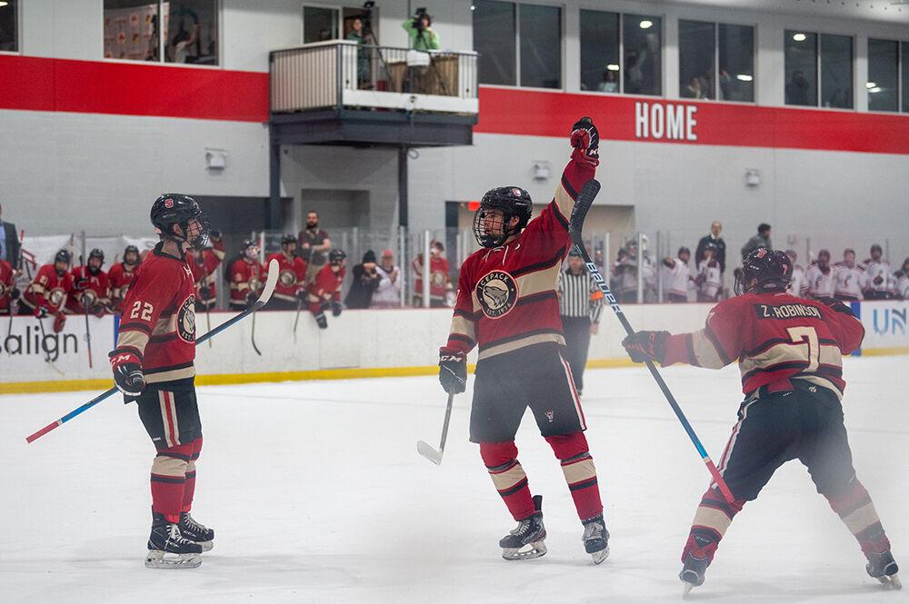 Senior defense Victor Hugo celebrates scoring the final during the game against Cincinnati Bearcats at Wake Competition Center on Saturday, Nov. 19, 2022. The Icepack beat the Bearcats 4-3.