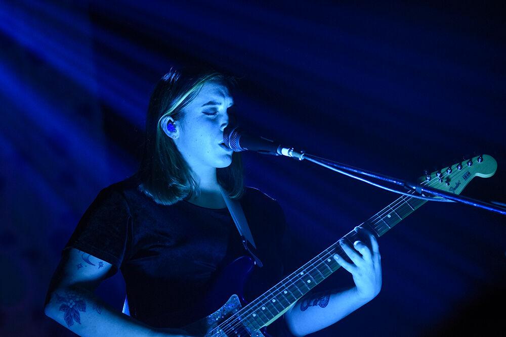 Soccer Mommy plays guitar and sings at her concert on Monday, Nov. 14, 2022 at Haw River Ballroom in Saxapahaw, North Carolina. Soccer Mommy played songs from her latest album "Sometimes, Forever" as well as hits "Your Dog" and "Circle the Drain."