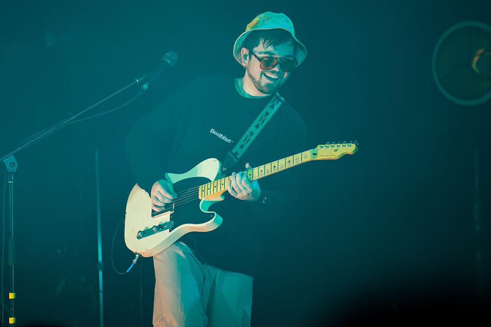 Ross Monteith of The Happy Fits sings and plays guitar during their concert at Cats Cradle on Tuesday Dec. 13, 2022.&#160;
