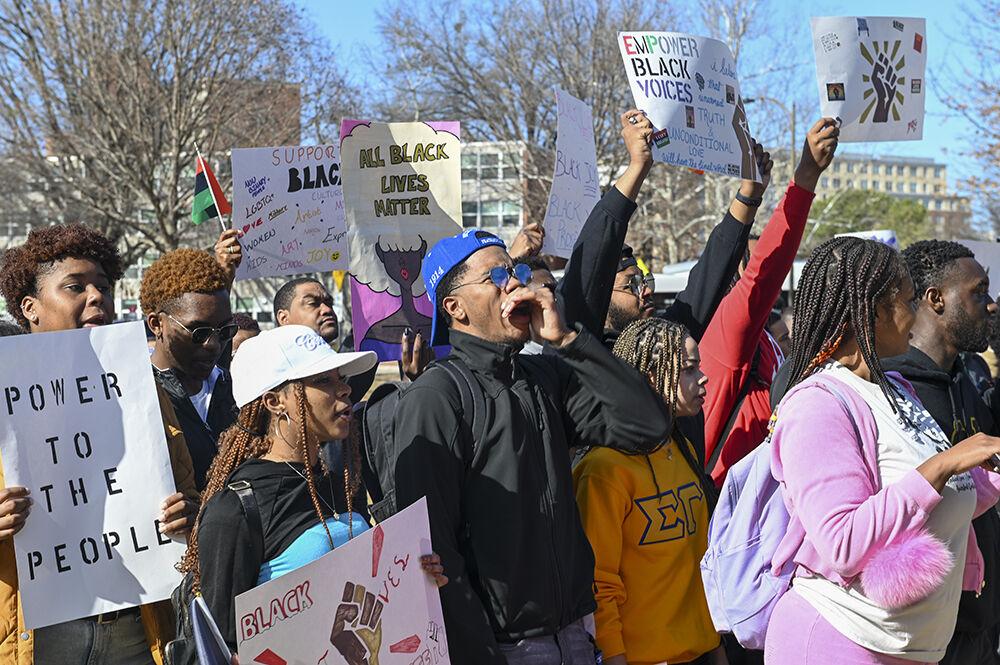 Members of the NC State community participate in the March like Martin event on Friday, Jan. 20, 2023. This year's march theme was "Move" and revolved around asserting the need for movements.