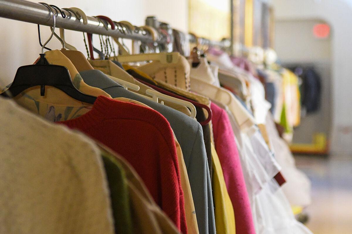 Miscellaneous costumes sit on a rack on Friday, Nov. 4, 2022 inside Frank Thompson Hall. Many of the costumes used in University Theatre productions are made or altered by students.