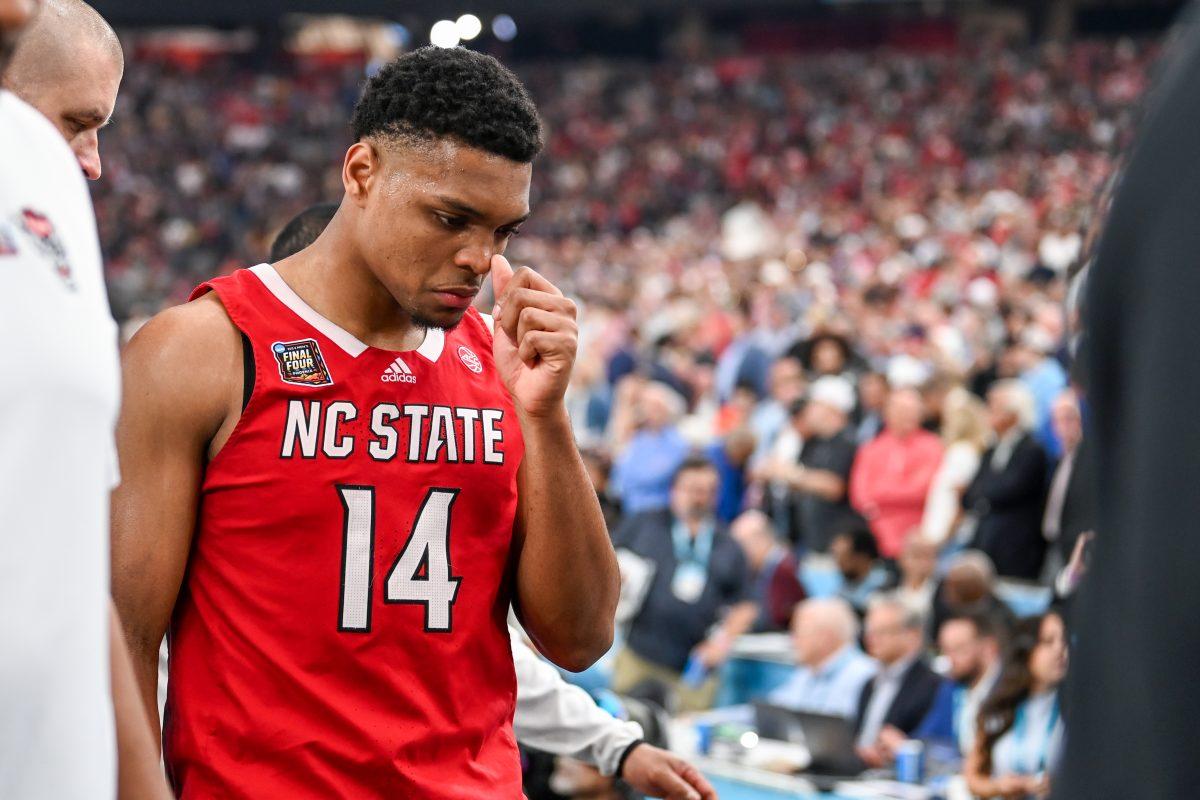Graduate guard Casey Morsell walks off the court after the NCAA Tournament Final Four game against Purdue at State Farm Stadium in Glendale, Arizona on Saturday, April 6, 2024. Morsell made five rebounds, two assists and one block. NC State lost to Purdue 63-50.
