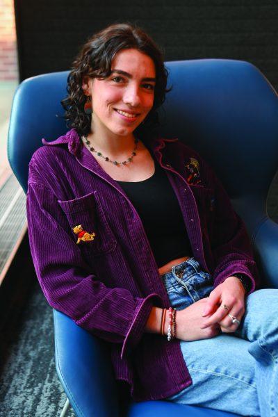 Salia Buser, a third-year studying political science and international studies, sits for a portrait in Caldwell Lounge on Monday, Oct. 7, 2024. Salia was interviewed as a part of Technician’s “Portraits of the Pack” series, in which students were asked questions regarding their political views.  