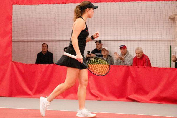 Junior Anna Zyryanova during the match against Michigan at J.W. Isenhour Tennis Center on Friday, Feb. 14, 2025. Zyryanova lost her singles match 2-1. NC State beat Michigan 5-2.