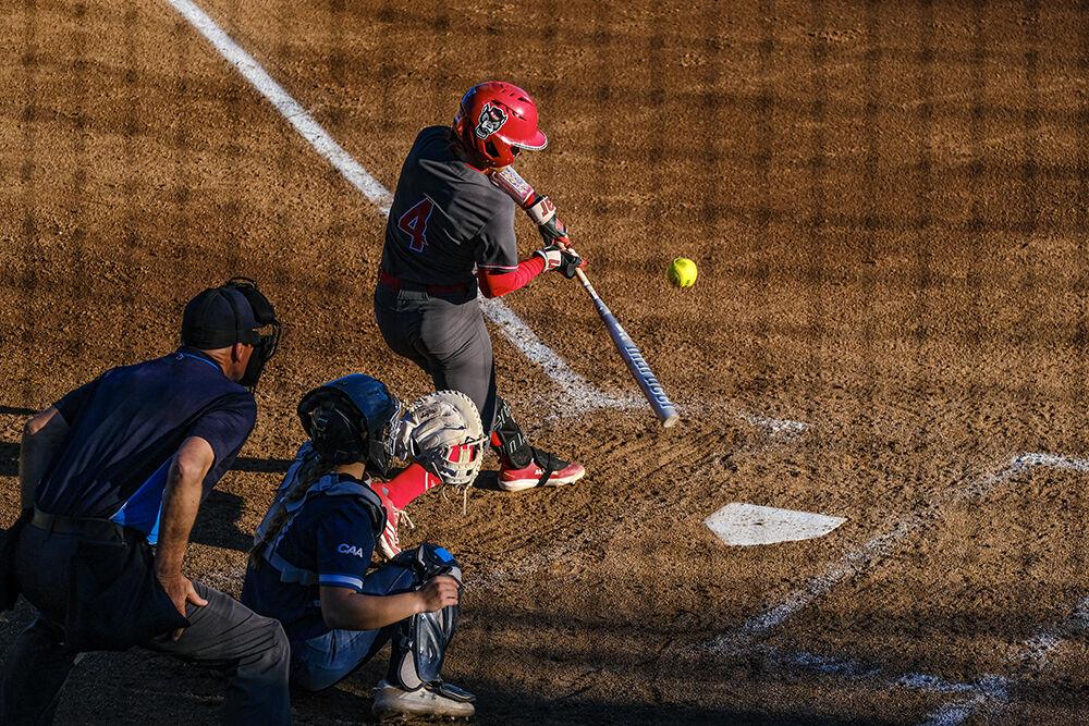Sophomore infielder/outfielder Tori Ensley swings for the ball during the game against UNC-Wilmington at Dail Softball Stadium on Feb. 28, 2025. Ensley hit once during the game. NC State lost to UNC-Wilmington 5-4.