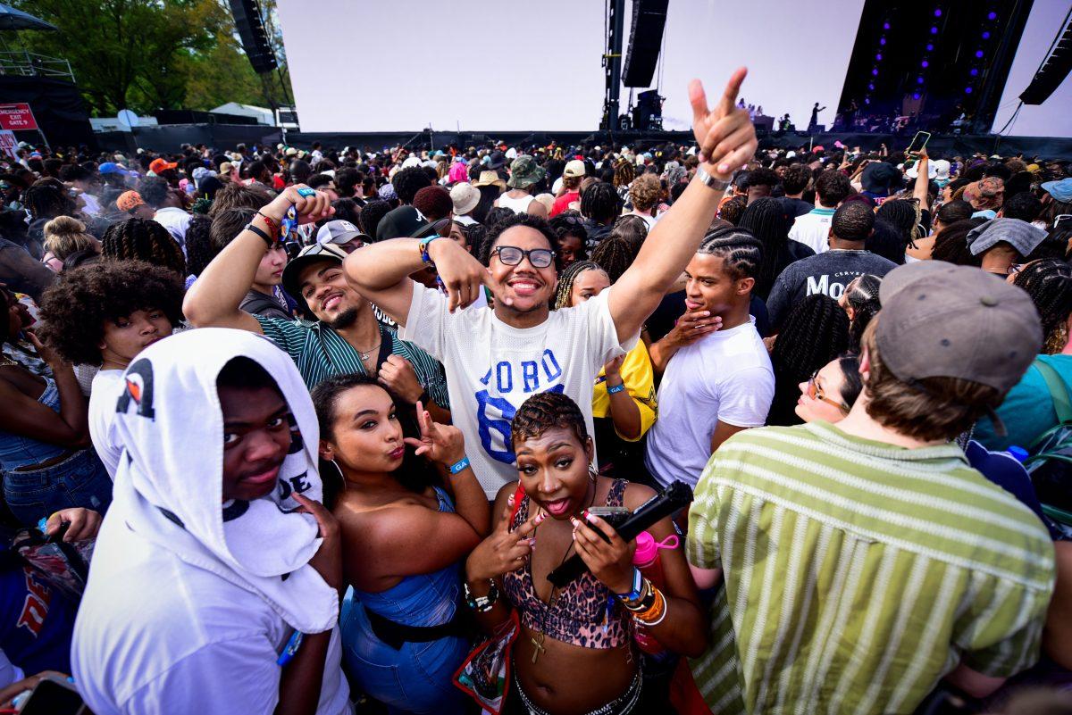 Fans dance during Chief Keef's set at the final Dreamville Festival in Dorothea Dix Park on April 5, 2025. Chief Keef performed viral hit songs "Faneto" and "Love Sosa" featuring his unique sound.