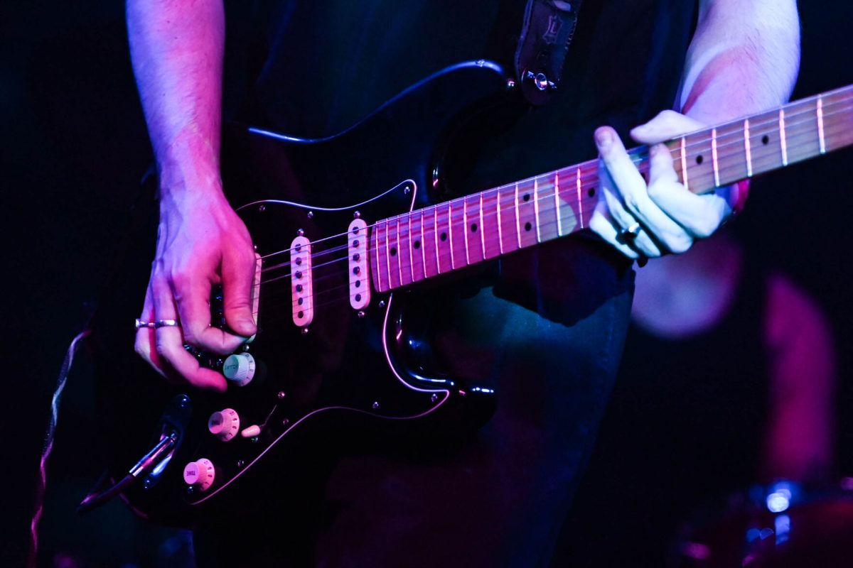 TJ Freda, plays guitar with GIFT at Kings on Saturday, May 25, 2024. Freda opened for Sunflower Bean alongside bandmates Jessica Gurewitz, Kallan Campbell, Justin Hrabvosky, and Cooper Naess.