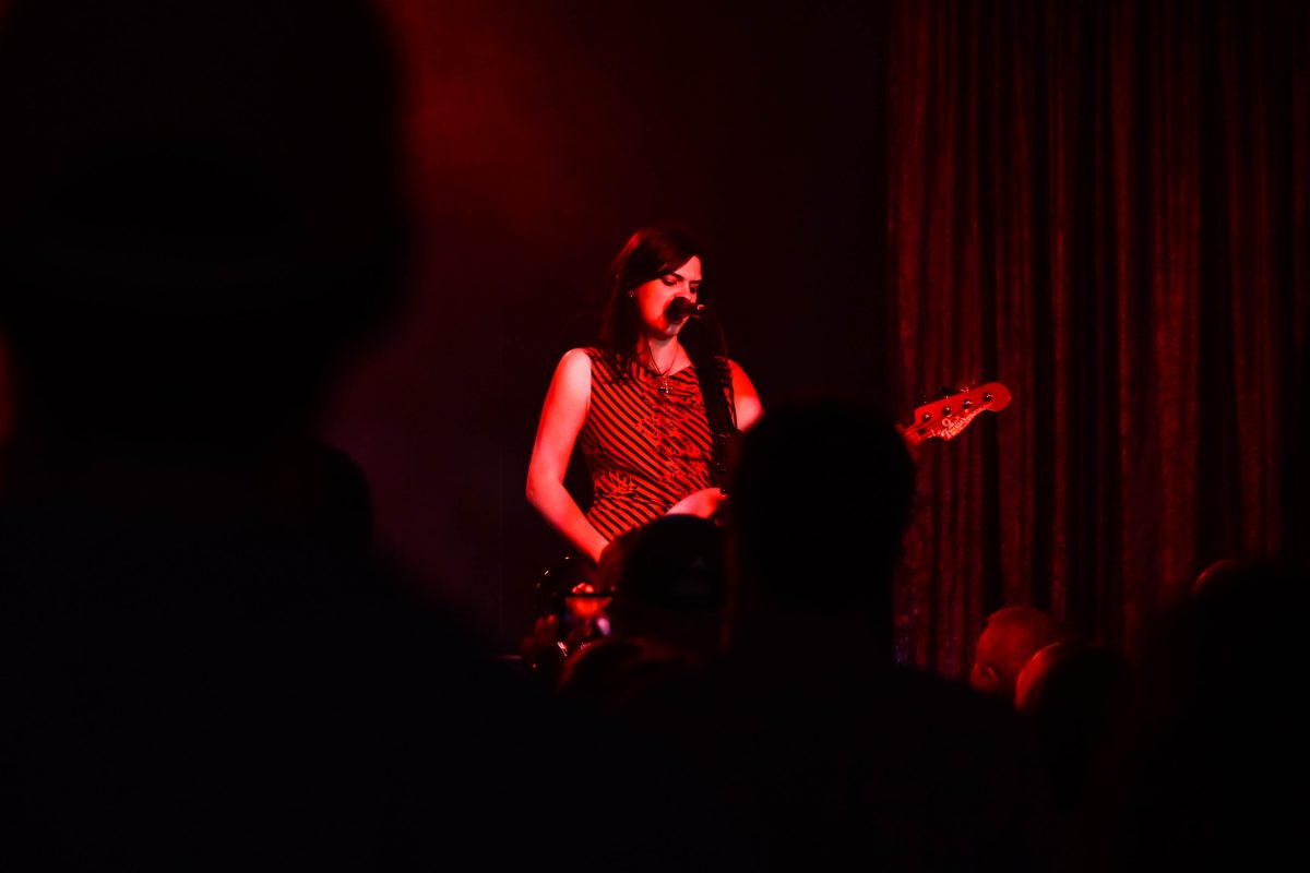 Bassist and vocalist Julia Cumming sings with Sunflower Bean at Kings on Saturday, May 24, 2025. The performance featured songs from the band's latest album, "Mortal Primetime."
